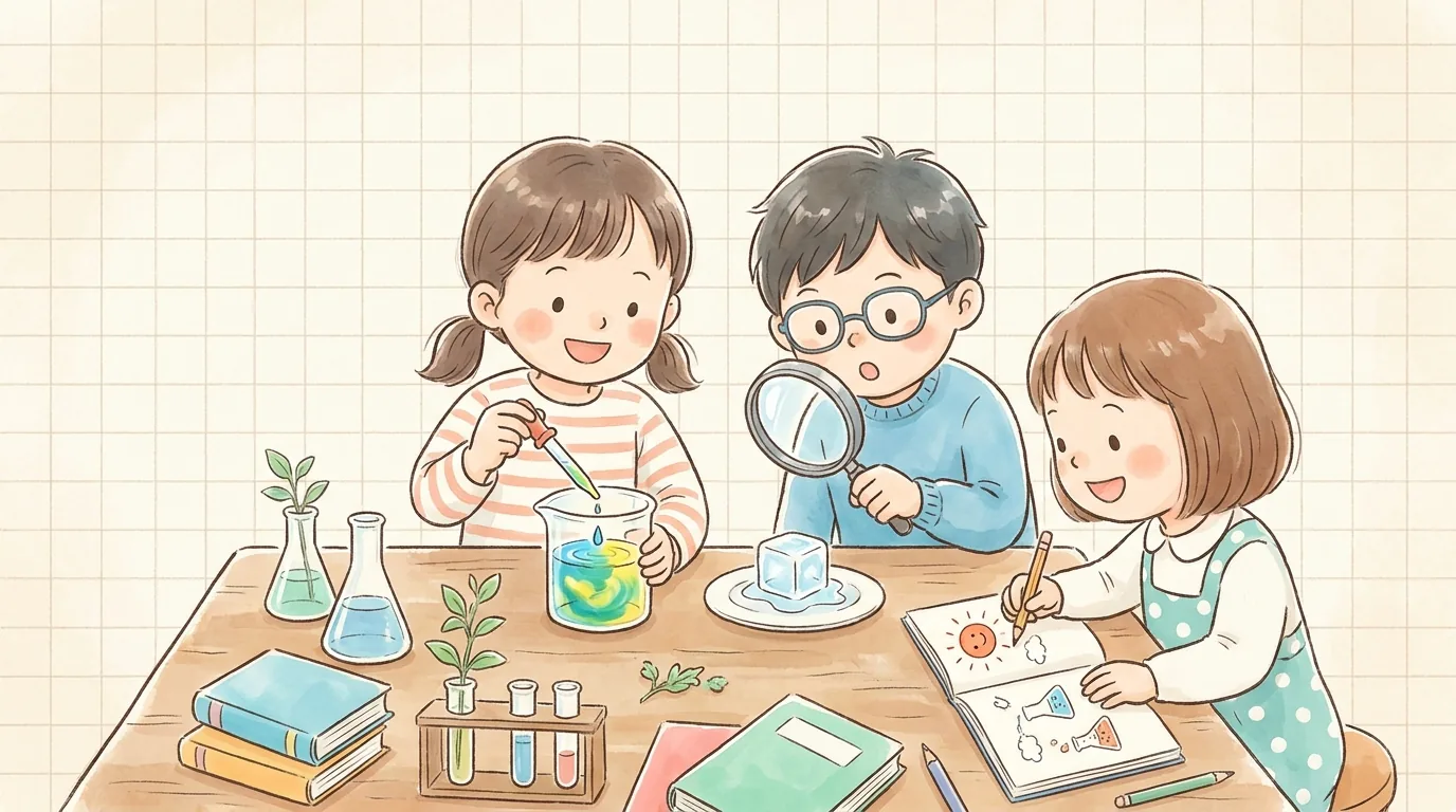 自由研究のテーマの決め方＆1日でできる実験アイデア（学年別）のアイキャッチ画像